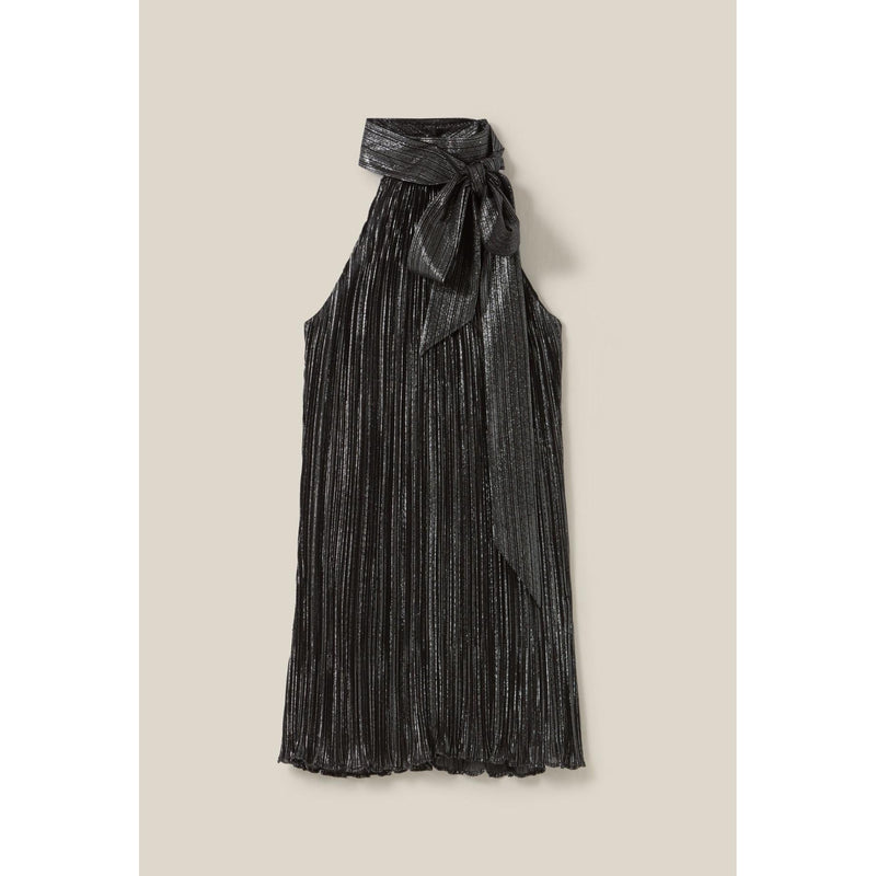 Robe Courte Plissée Argentée