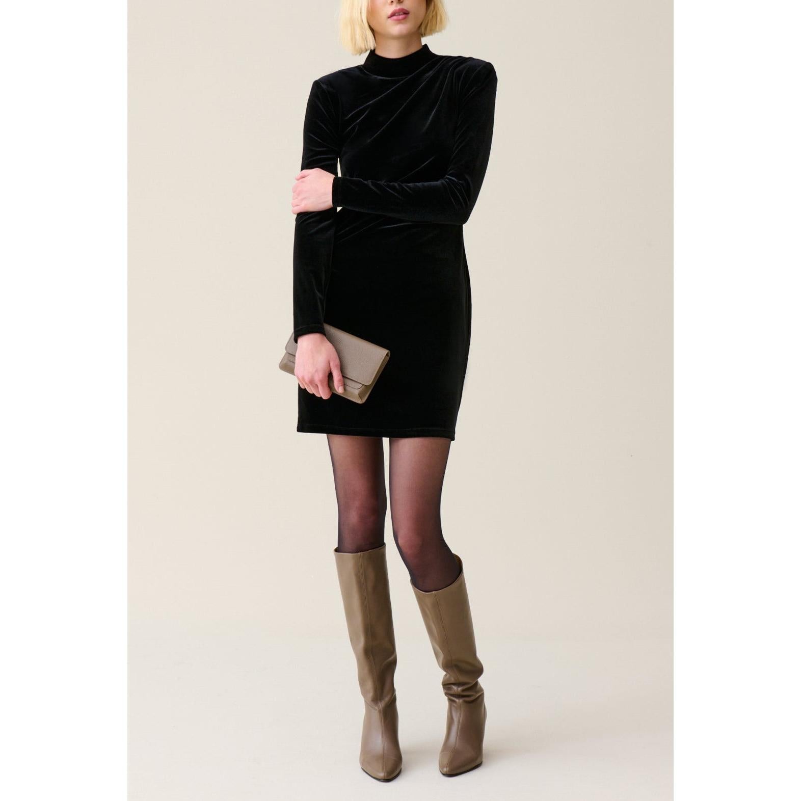 Claudie Pierlot - Short Fitted Black Velvet Dress
