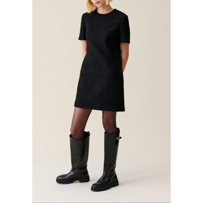 Vestido Corto De Tweed Negro