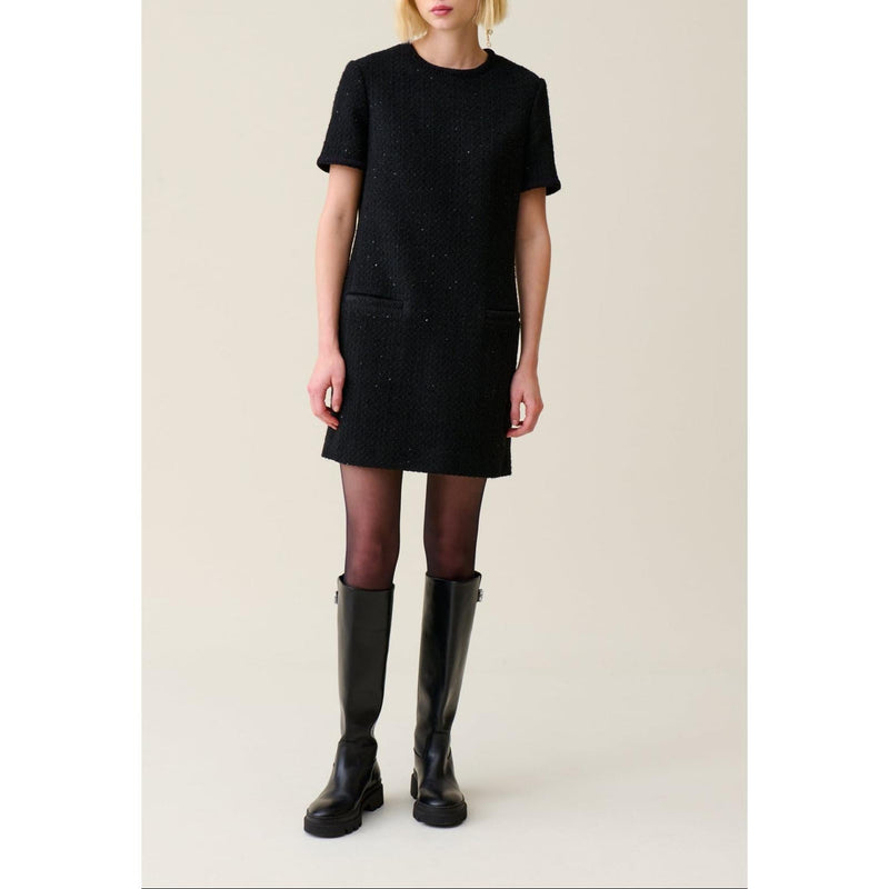 Vestido Corto De Tweed Negro