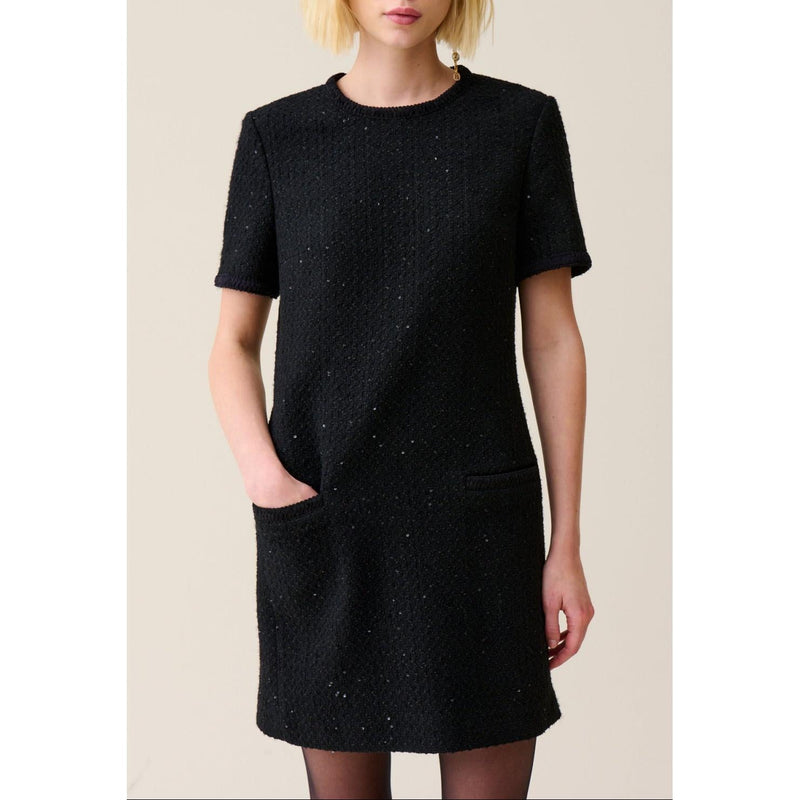 Vestido Corto De Tweed Negro
