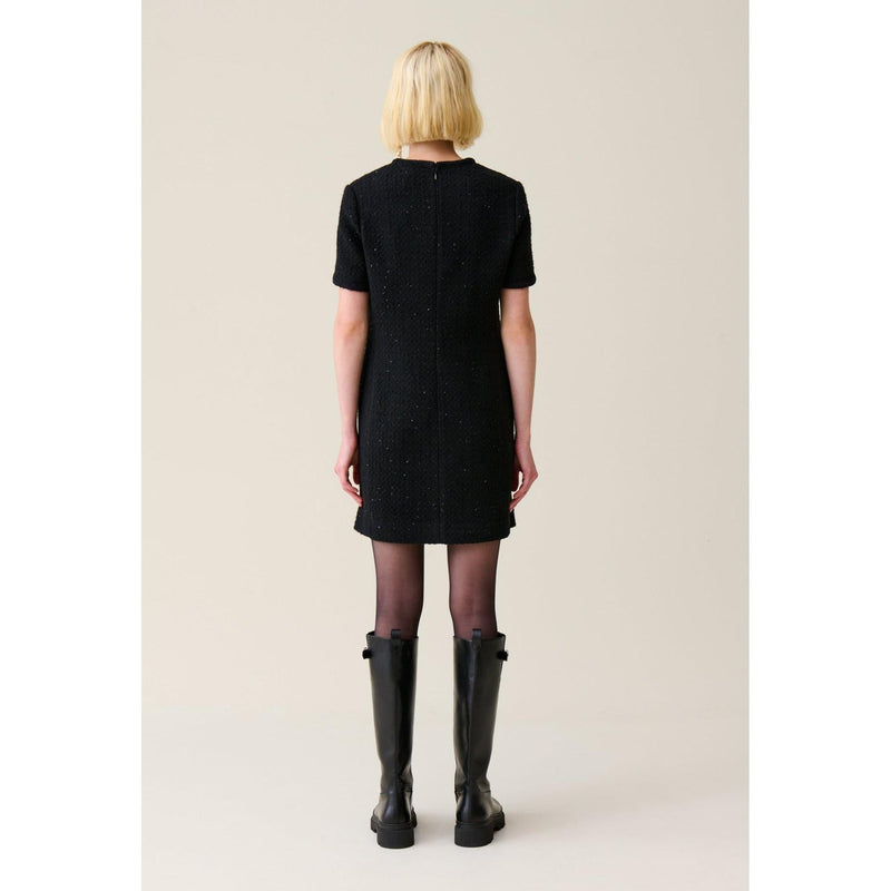 Vestido Corto De Tweed Negro