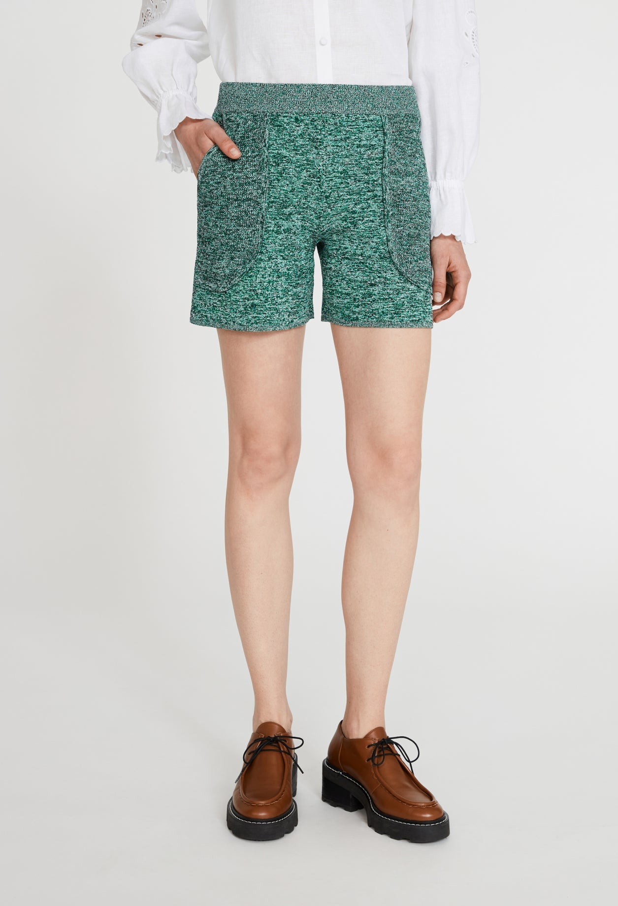 Claudie Pierlot - High-Waisted Shorts - Marl Green