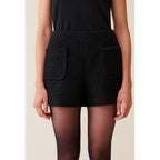 Short Tweed Noir Droit