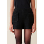 Straight Black Tweed Shorts