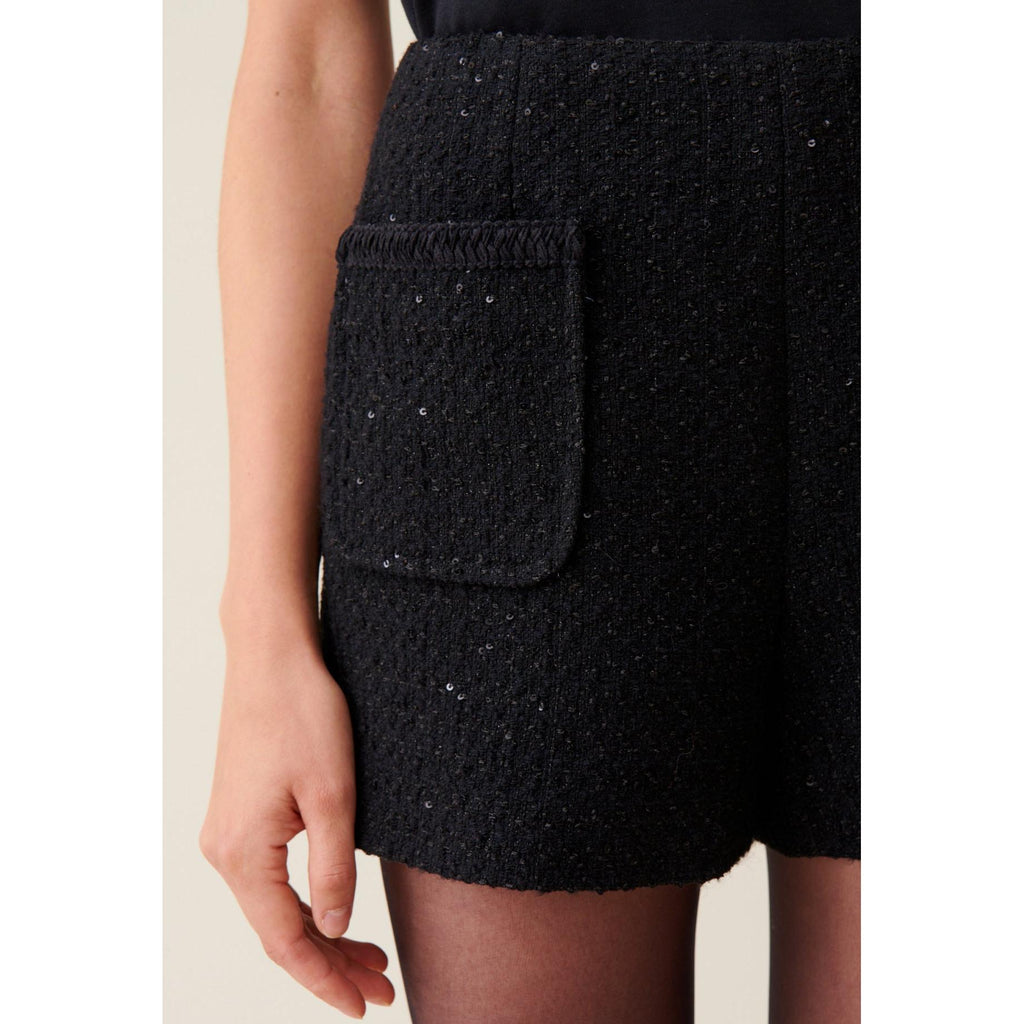 Short Tweed Noir Droit