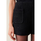 Short Tweed Noir Droit