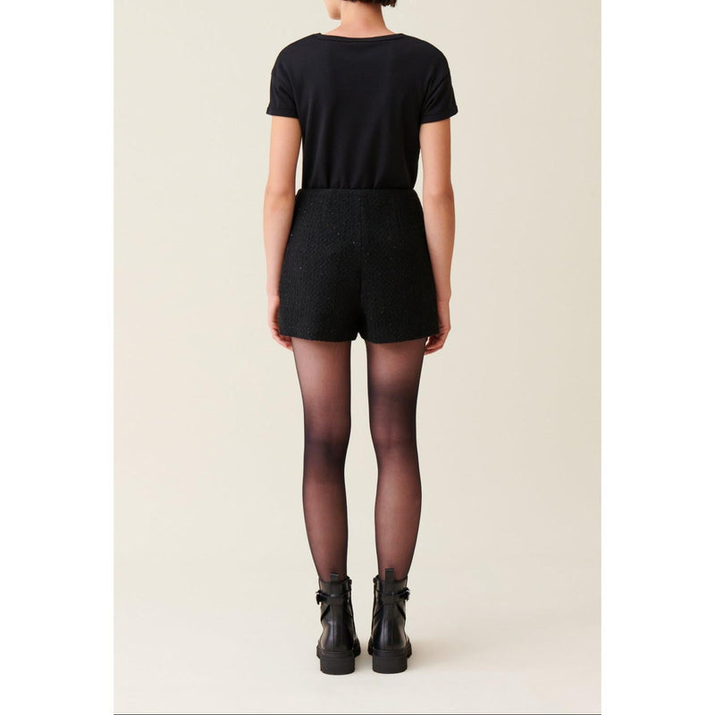 Short Tweed Noir Droit