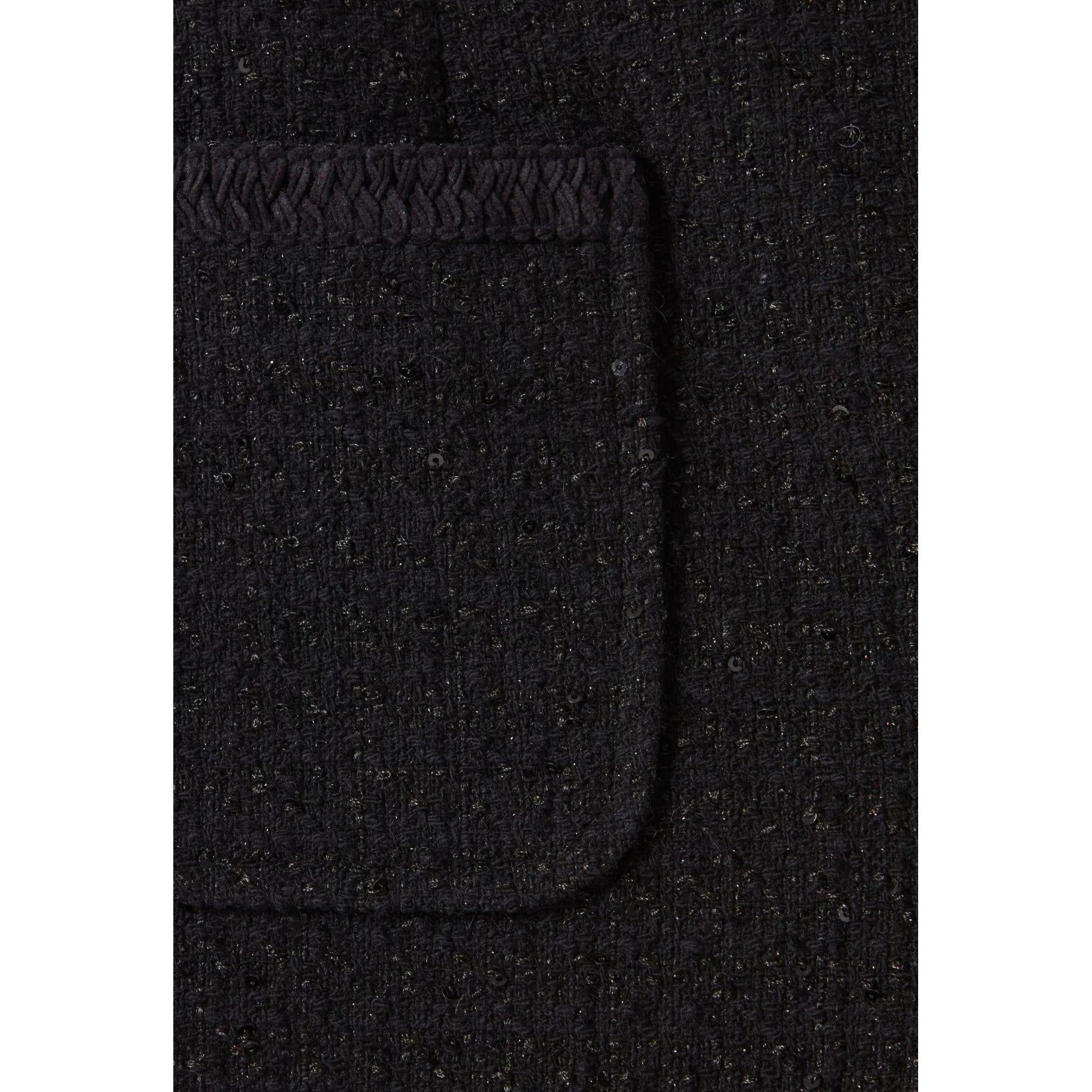Short Tweed Noir Droit