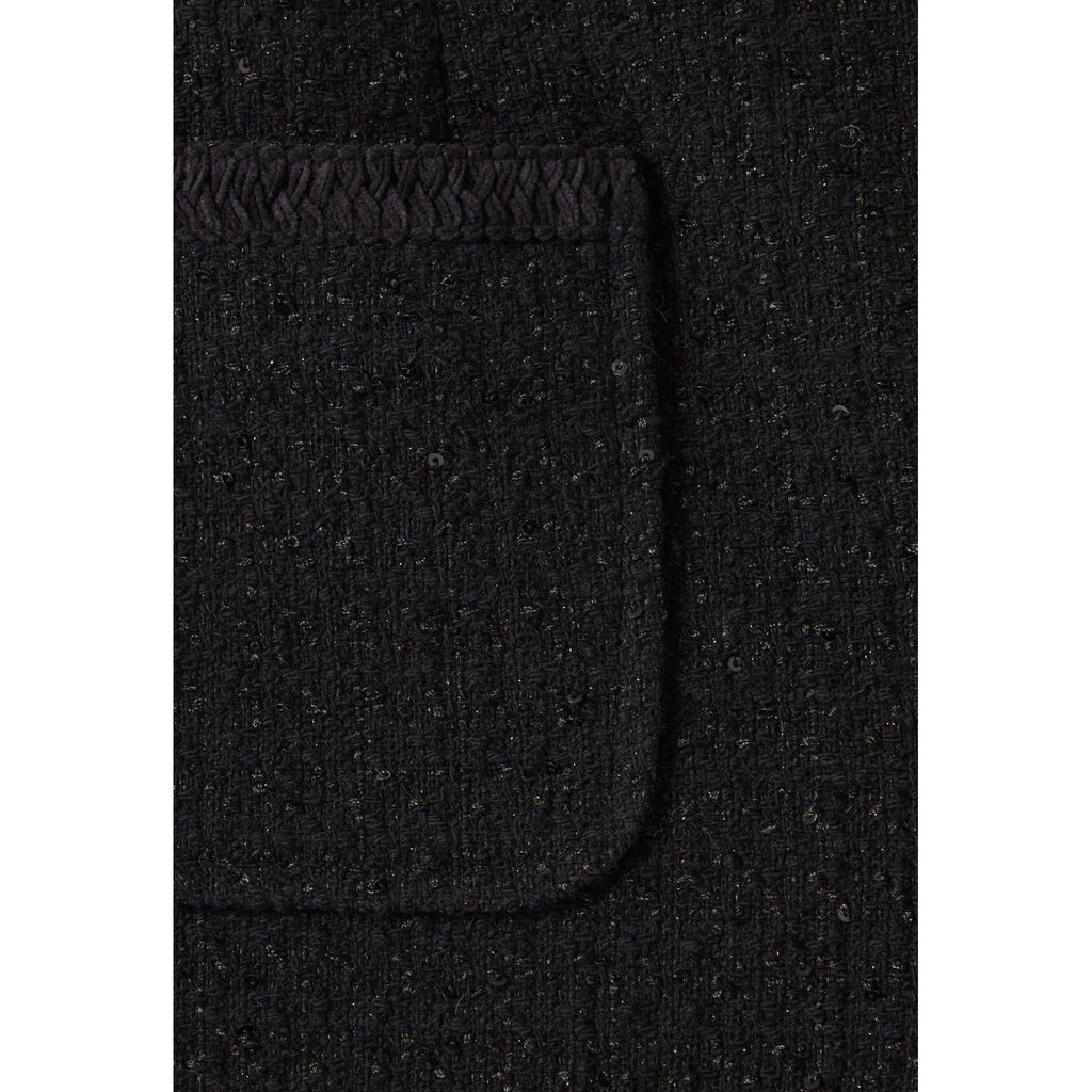 Straight Black Tweed Shorts