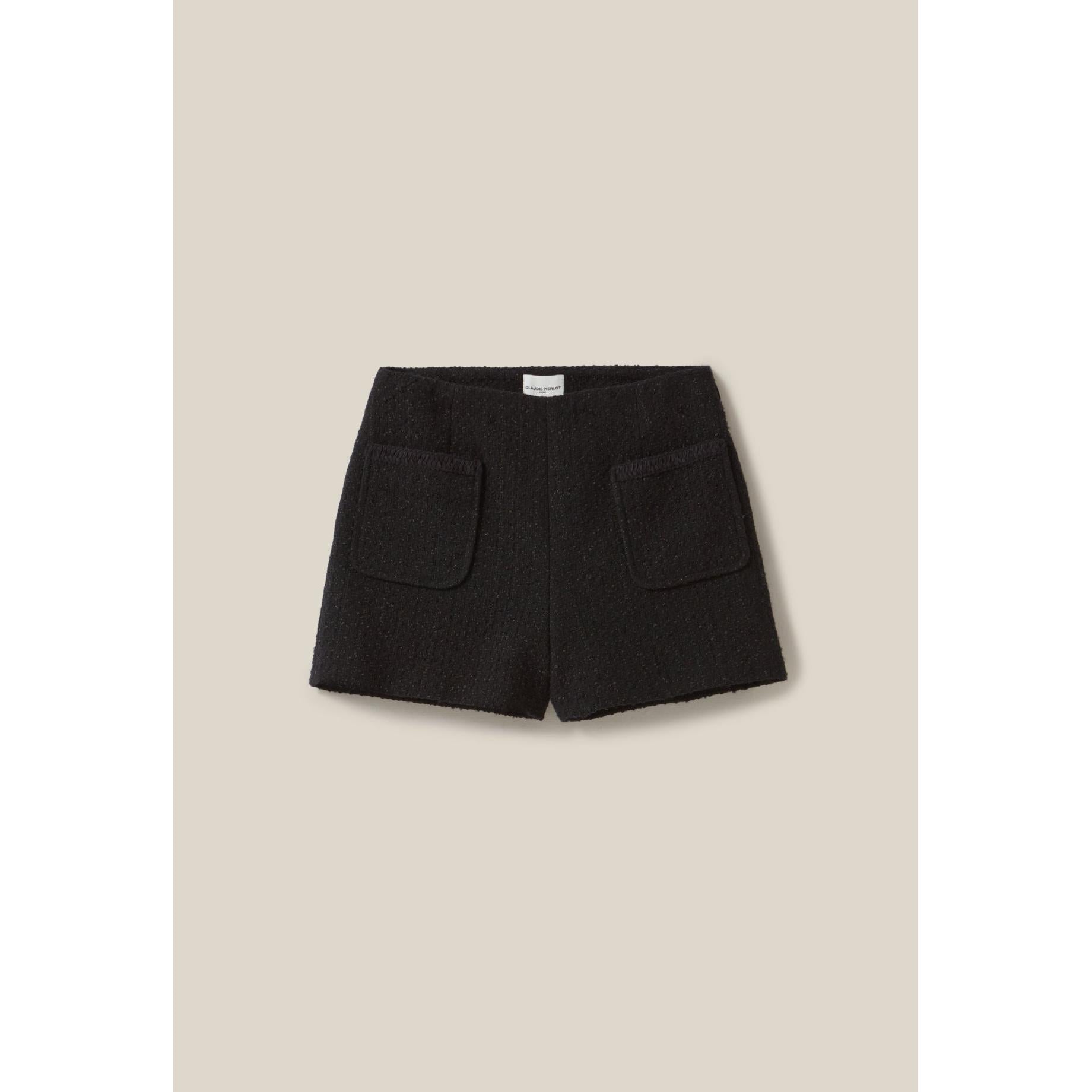 Short Tweed Noir Droit