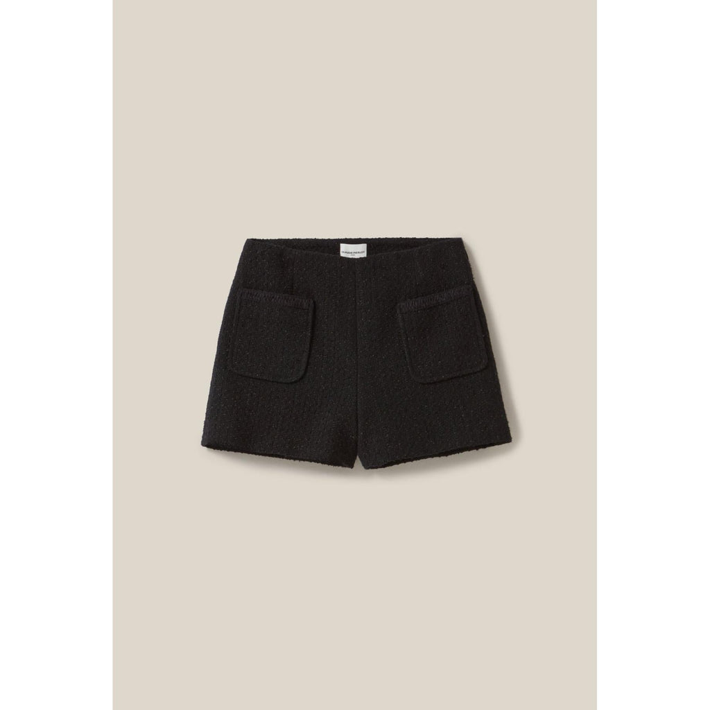 Straight Black Tweed Shorts