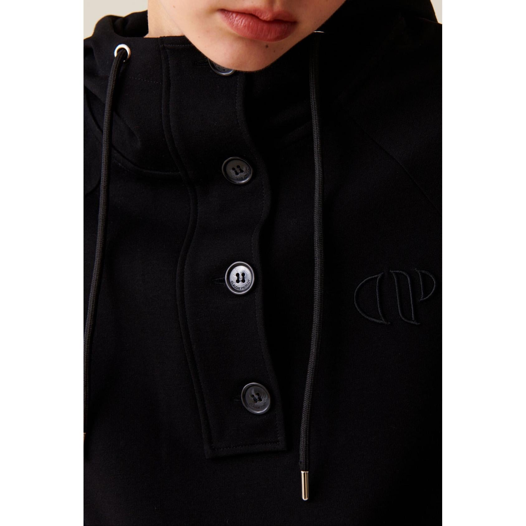 Claudie Pierlot - Sudadera con capucha extragrande negra