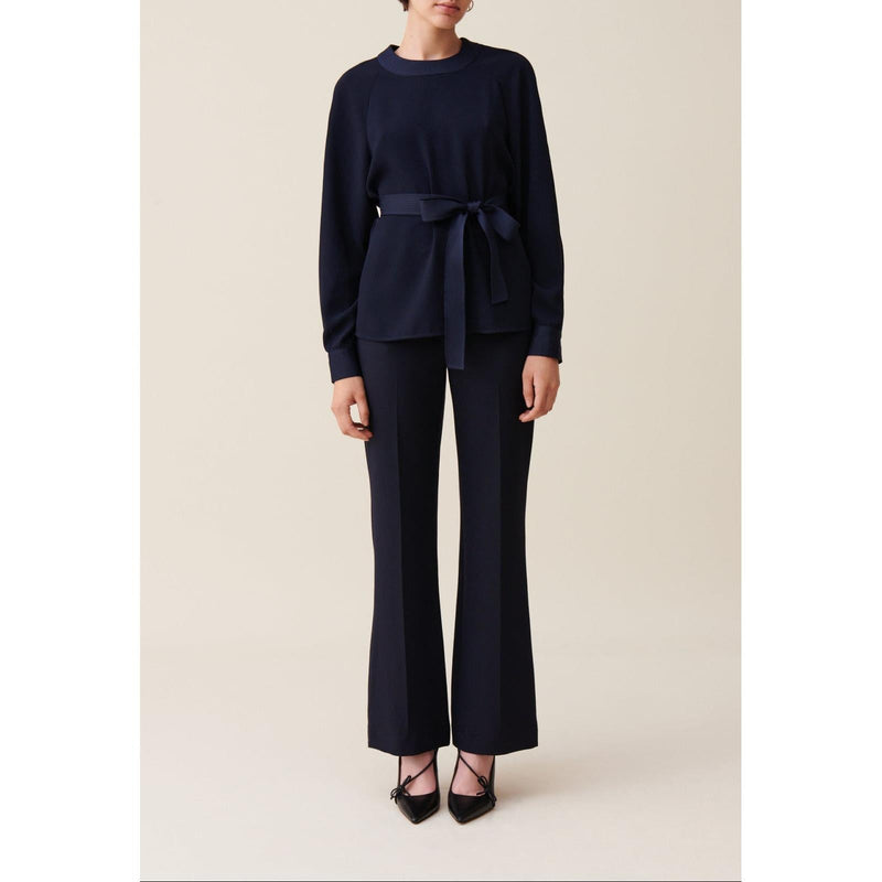 Blouse Fluide Ceinturée Marine