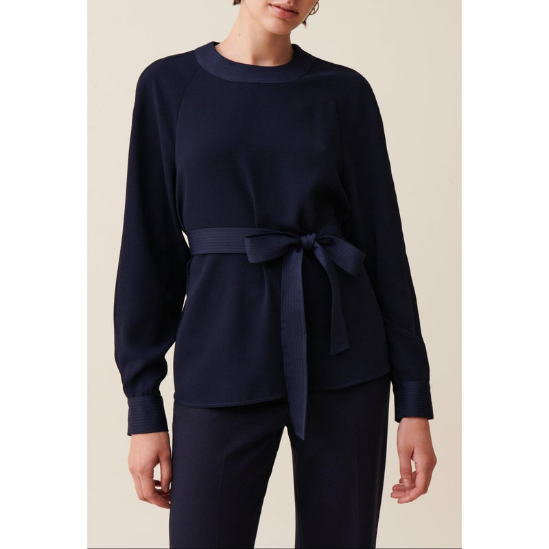Blouse Fluide Ceinturée Marine
