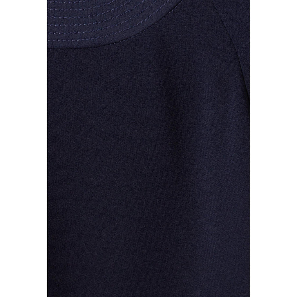 Navy Belted Fluid Blouse