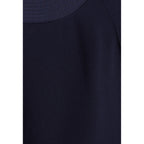 Navy Belted Fluid Blouse