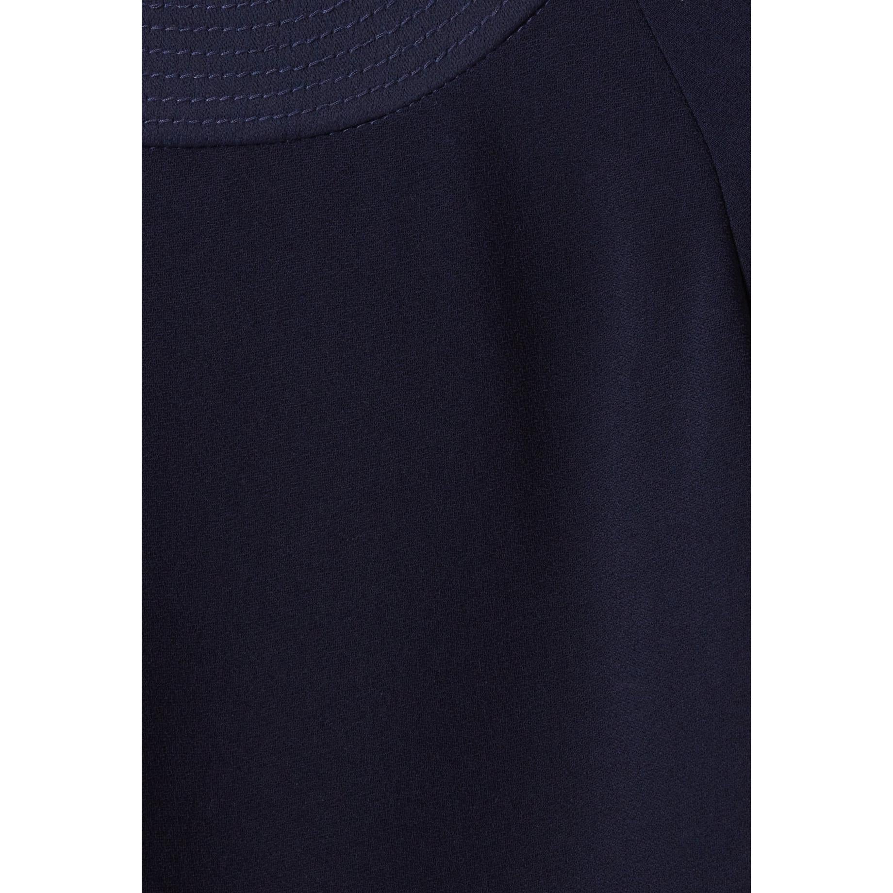 Navy Belted Fluid Blouse
