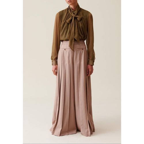 Blusa Lavallière de cuadros fluidos