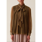 Fluid Check Lavallière Blouse