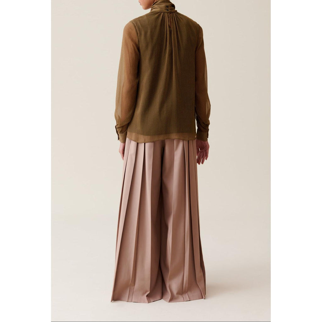 Fluid Check Lavallière Blouse