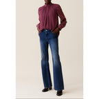Blusa Lavallière de cuadros fluidos