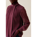 Blusa Lavallière de cuadros fluidos