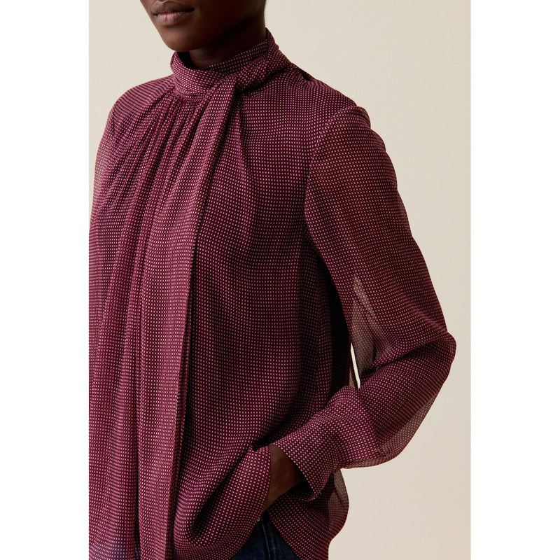 Blouse Lavallière Carreaux Fluide