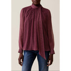 Blusa Lavallière de cuadros fluidos