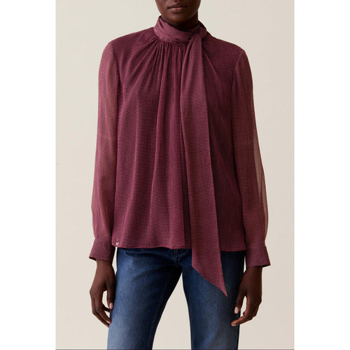 Blusa Lavallière de cuadros fluidos