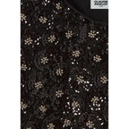 Top Noir Sequins Brodés Dos Ouvert