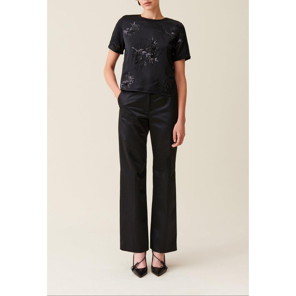 Claudie Pierlot - Top Negro Lentejuelas Bordadas