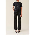Claudie Pierlot - Top Negro Lentejuelas Bordadas