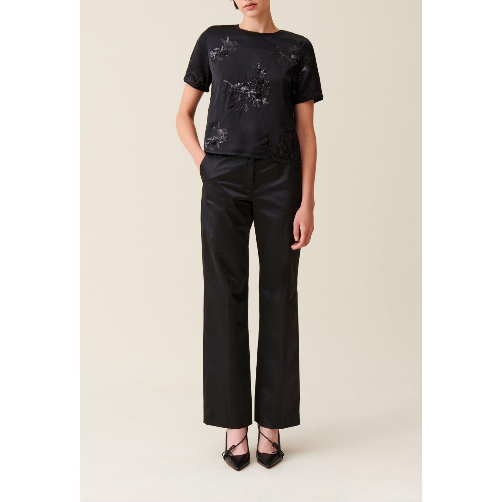 Claudie Pierlot - Top Negro Lentejuelas Bordadas