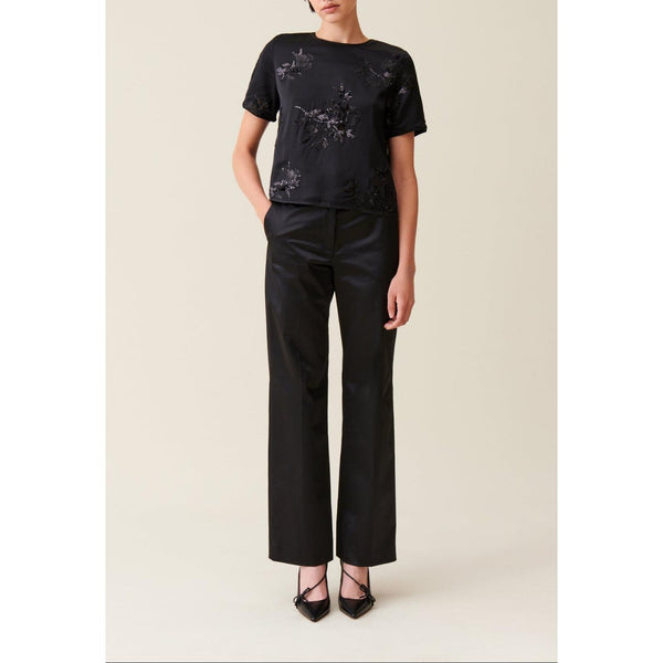 Claudie Pierlot - Top Negro Lentejuelas Bordadas