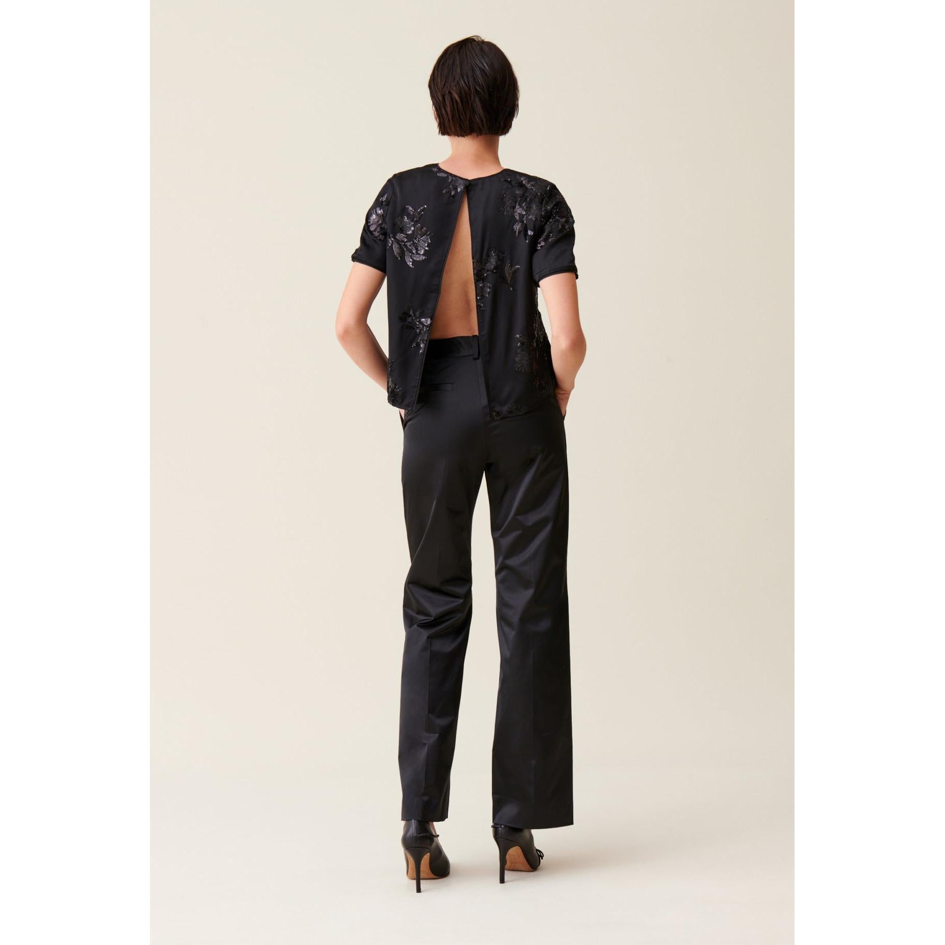 Claudie Pierlot - Top Negro Lentejuelas Bordadas