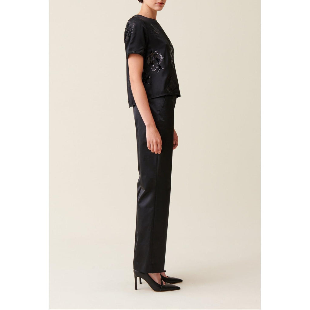 Claudie Pierlot - Top Negro Lentejuelas Bordadas