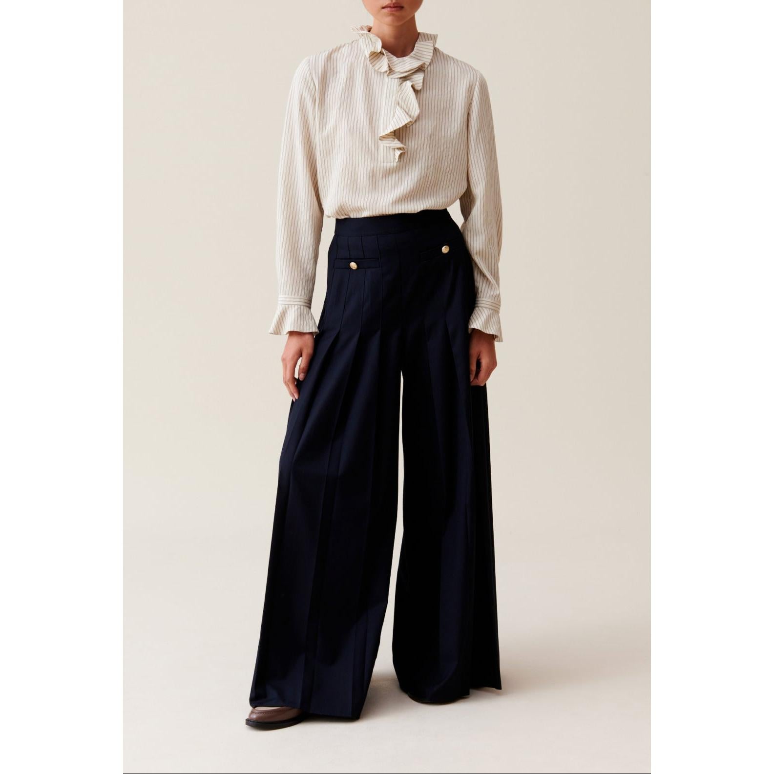 Blouse Rayée À Volants Multiples