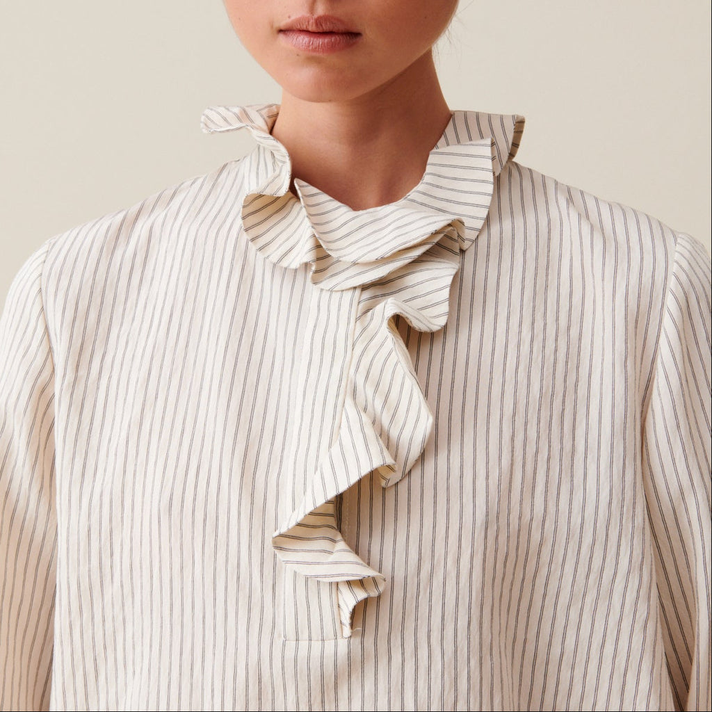 Blouse Rayée À Volants Multiples