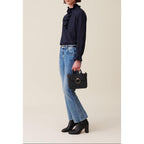 Claudie Pierlot - Dark Blue Ruffled Striped Blouse