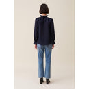 Blouse Rayée Volants Bleu Foncé