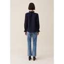 Claudie Pierlot - Blouse Rayée Volants Bleu Foncé
