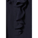 Blouse Rayée Volants Bleu Foncé