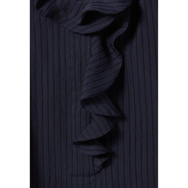 Blouse Rayée Volants Bleu Foncé
