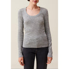 Claudie Pierlot - Top Maille Ajusté Col Rond Gris