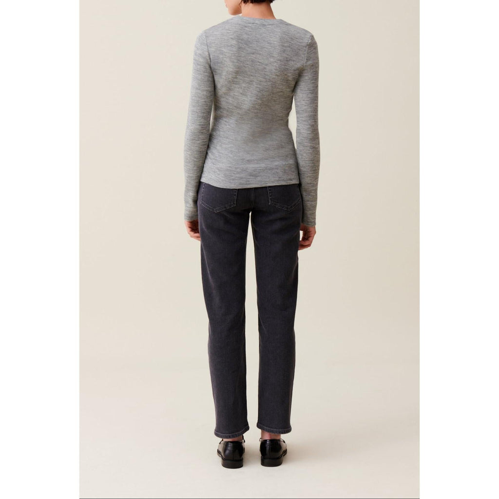 Claudie Pierlot - Top Maille Ajusté Col Rond Gris