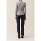 Claudie Pierlot - Top Maille Ajusté Col Rond Gris