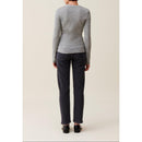 Top Maille Ajusté Col Rond Gris