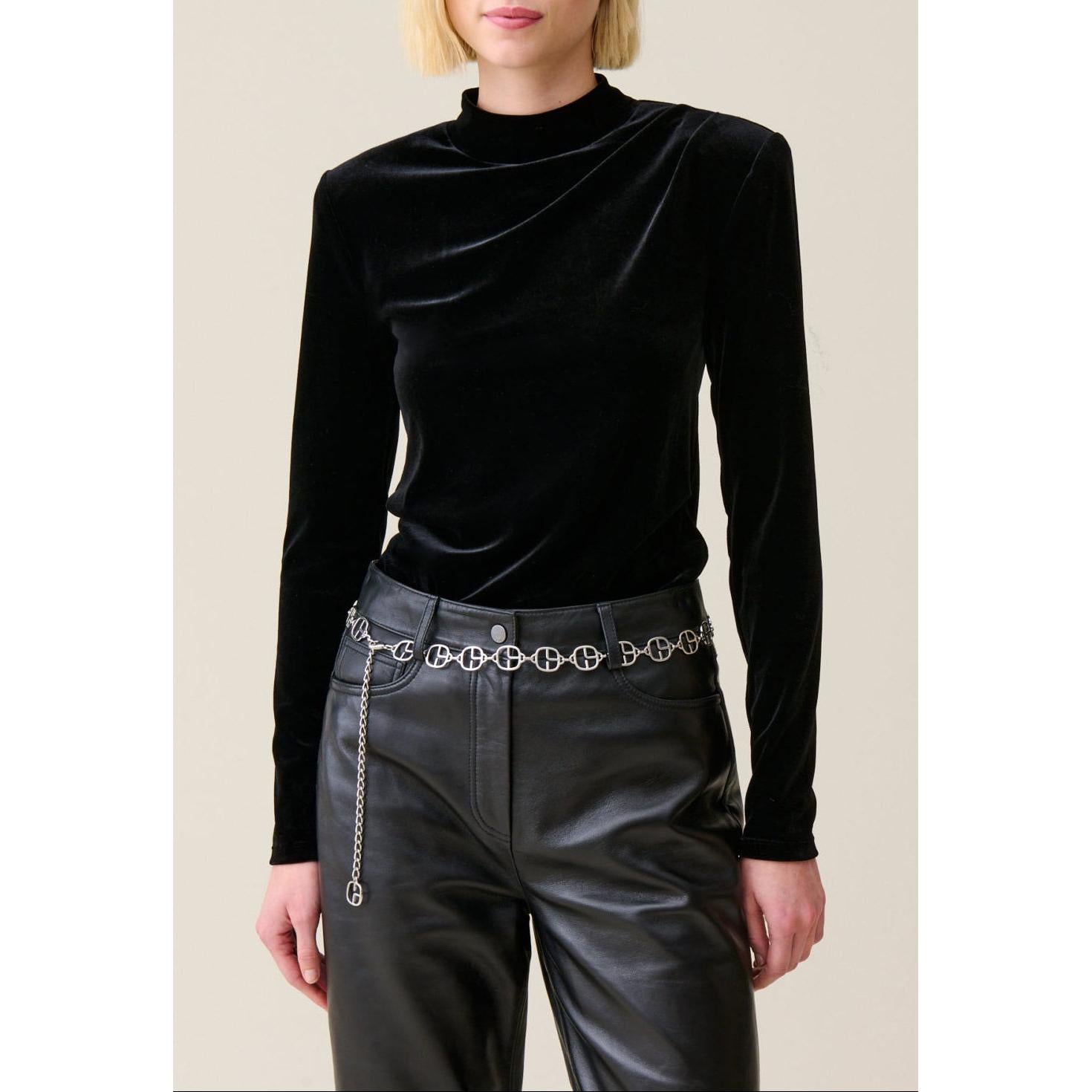 Claudie Pierlot - Fitted Black Velvet Top