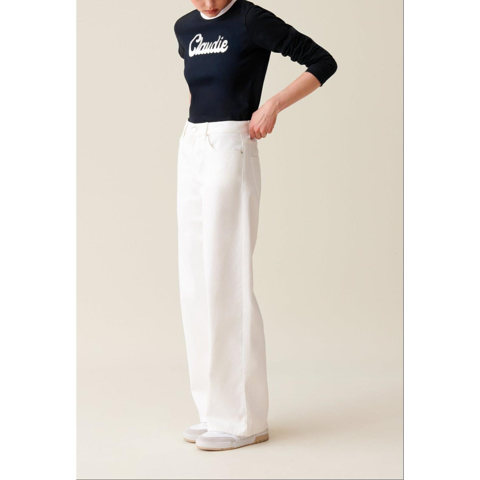 Claudie Pierlot - T-Shirt Coton Manches Longues Noir